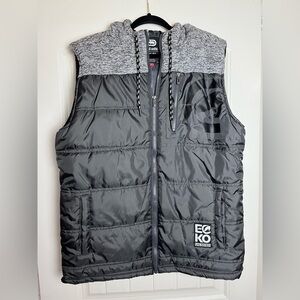 Ecko Unlimited Charcoal Puffer Vest with Logo
